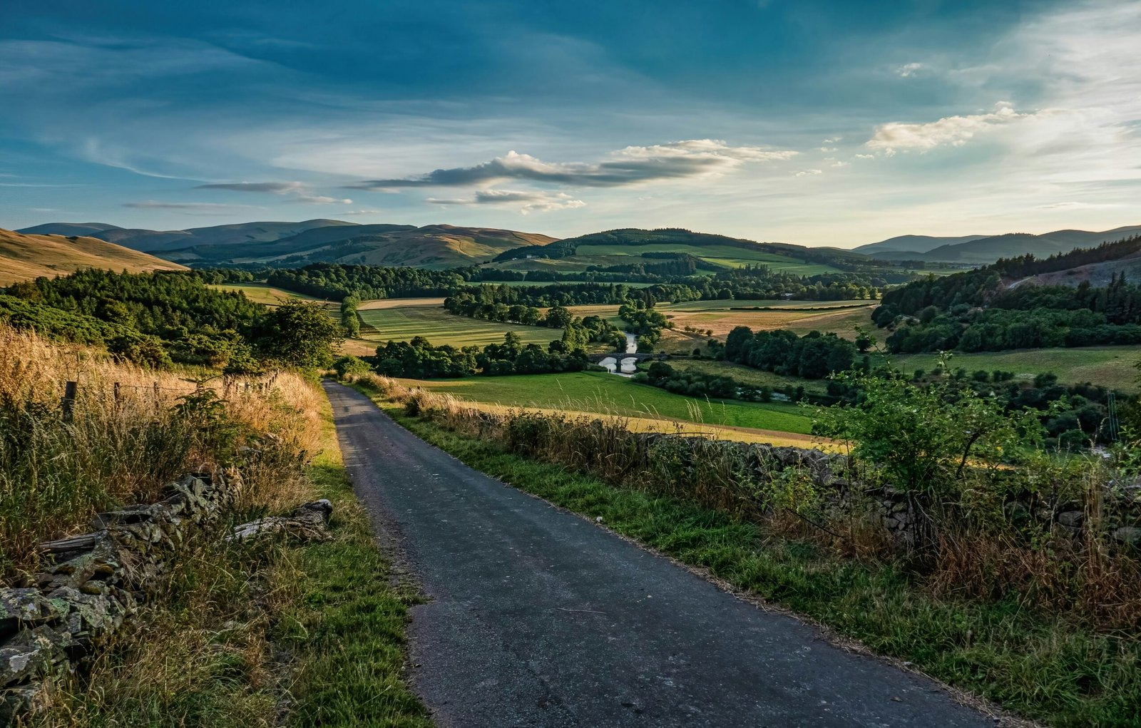 Green Tweed Valley landscape near Peebles in the Scottish Borders